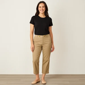 Talbots Damen Petite hellbraun Baumwolle Stretch Caprihose Größe 10P - Bild 1 von 11