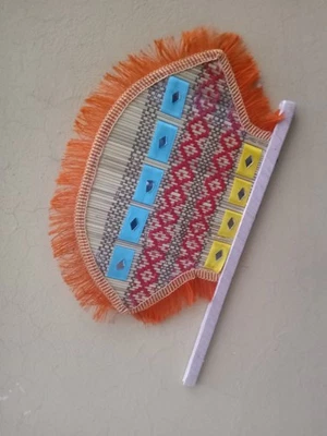 Abanico de paja decorativo hecho a mano verano estilo vintage Foto 1 de 2