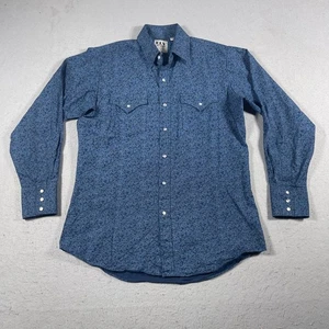 Ely Cattleman Western Shirt Men M Blue Paisley Pearl Snap Western Cowboy Rodeo - Picture 1 of 8