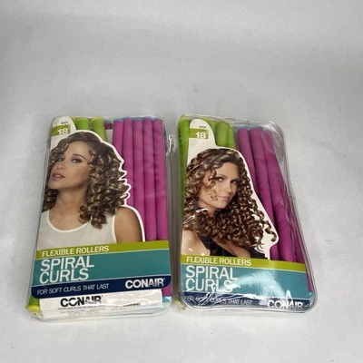 Conair Heatless Flexible Rollers Spiral Curls Flexible Hair Rollers Lot 2 Sizes - image 1 of 4