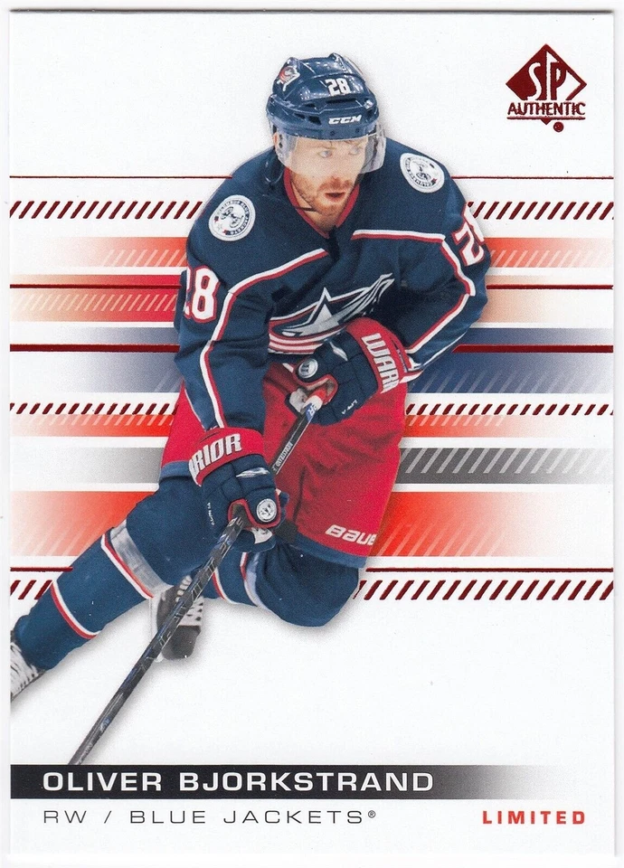 OLIVER BJORKSTRAND 2019-20 Upper Deck SP Authentic Limited Red 2 Blue Jackets UD - Image 1 of 1