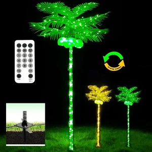 7 Ft Lighted Palm Tree Timer LED Lights Indoor Outdoor Garden Patio Porch Decor - Picture 1 of 8