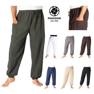 PANASIAM Loungehose einfarbig Haremshose 100% Baumwolle schlicht für Yoga Alltag - Bild 1 von 24