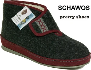 SCHAWOS Warme Hausschuhe Filz anthrazit echte Wolle Klettverschluss NEU - Picture 1 of 5