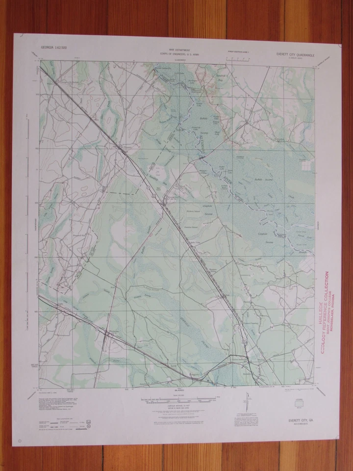 Mapa Topográfico Everett City Georgia 1944 Original Vintage USGS Foto 1 de 1