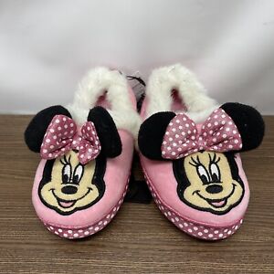 Disney Slippers Pink Minnie Mouse Toddler Girls Size 9-10 NEW