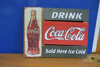 Wooden Coke Sign - Kitchen  - Bar - Decor - 11" x 14 1/2" - Image 1 of 3