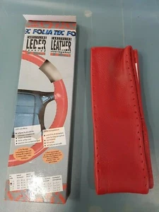 FOLIATEC Leather Steering Wheel Cover in RED - A2 not perforated - Picture 1 of 3