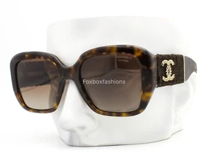 Chanel Sunglasses ch5512A Brown Tortoise Tweed Gold CC Polarized w/case NWT - Picture 1 of 10