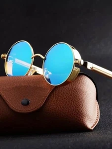 Metal Steampunk Sunglasses Men Women Fashion Round Glasses Brand Designer Vintag - Picture 1 of 7