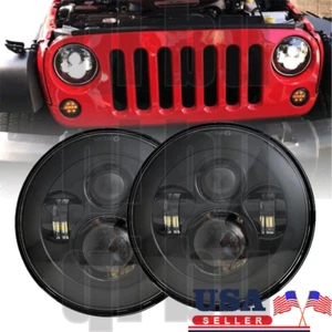 DOT Approved 7" inch Round LED Headlights Hi/Lo Beam For Jeep Wrangler JK TJ CJ - Bild 1 von 12