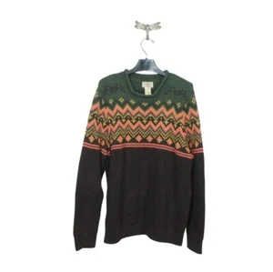 Suéter gofre de algodón orgánico LL Bean para hombre cuello redondo Fair Isle marrón talla L - Imagen 1 de 20