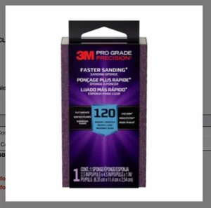 Pro Grade Sanding Sponge, Pro Grade, Fine 120 Grit, 2.5 x 4.5 x 1 In. - Picture 1 of 1
