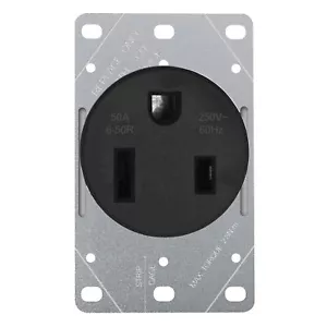 NEMA 6-50R Receptacle Outlet 50 Amp Flush Mounting,3 Wire 125/250V,Black - Picture 1 of 7