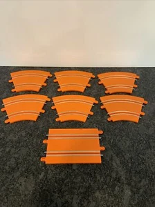 Lot of 7 Hot Wheels Slot Cars Race Track Go for It Orange Track Pieces - Picture 1 of 6