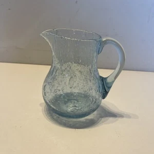 Petit pichet en verre bullé bleu - Picture 1 of 12