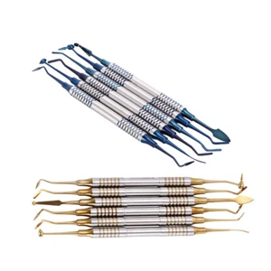 Dental Composite Filling Instrument Blue/Gold Titanium Coated Restorative Kit - Picture 1 of 7