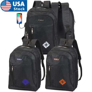 Oxford Laptop Backpack 17" Travel Rucksack School Bag with USB Charging Port - Picture 1 of 15