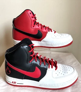 Nike Air Force 1 High Atlanta Away BV7459-100 Size 10.5 Black Red White - Picture 1 of 8