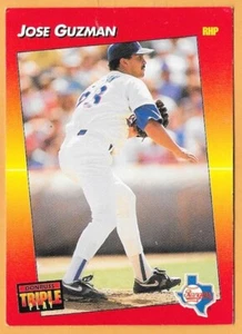 JOSE GUZMAN TEXAS RANGERS #215 - DONRUSS TRIPLE PLAY CASI NUEVO-COMO NUEVO 1992 - Imagen 1 de 2