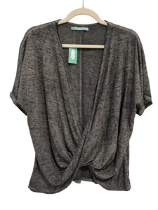 Maurices Twist Front Blouse Womens Medium Short Dolman Sleeve Heathered Gray NEW - Picture 1 of 6