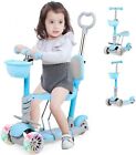 Kid Kick Scooter With 3 Led Wheels & Seat Scooter Toddlers Adjustable Child Gift