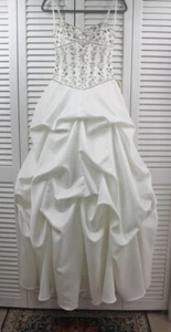 Jodi Kristopher White Formal Evening Wedding Bridal Prom Dress W Rhinestone # 7 - Picture 1 of 9