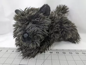 Aurora Black Scottie Dog Plush 7 Inch Brown Tips Frosted Stuffed Animal Toy - Picture 1 of 8