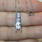 2Ct Lab Created Diamond Ladder 5 Stone Pendant Necklaces 14K White Gold Plated