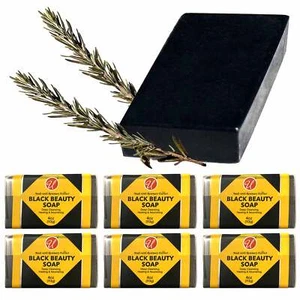 6 Pc Beauty Bar African Black Soap Rosemary Extract Deep Cleansing Skin Care 4oz - Picture 1 of 1