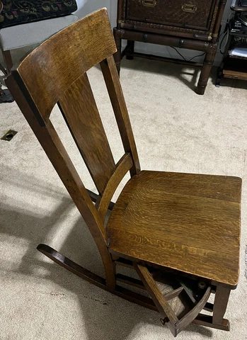 Early 1900s Antique Solid Oak Sewing Rocker w/ Slide Out Drawer Rocking Chair Cover