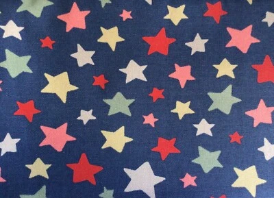 49cmx 48cm Wide Cath Kidston Shooting Stars Multi on Navy cotton Duck Fabric new - Image 1 of 4