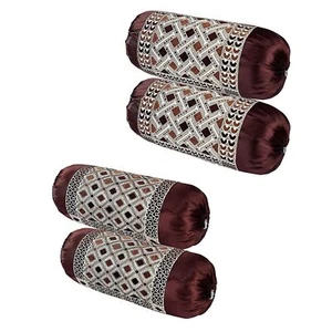 Designer Chenille Bolster Round Pillow Cover Multicolor Set Of 4 Size 32"x16" - Picture 1 of 4