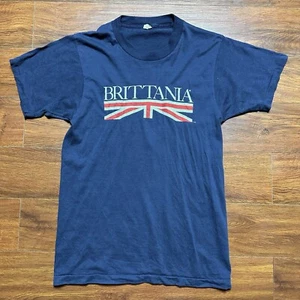 Vintage Brittania Shirt M Screen Stars Navy Blue Single Stitch Tee Flag UK USA - Bild 1 von 8