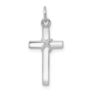 Men's Ladies 14K White Gold Polish Casted Crucifix Cross Religious Charm Pendant - Picture 1 of 3