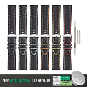 Morellato Biking Carbon Fibre Watch Band Colored Stitching + Bonus Battery - Picture 1 of 34