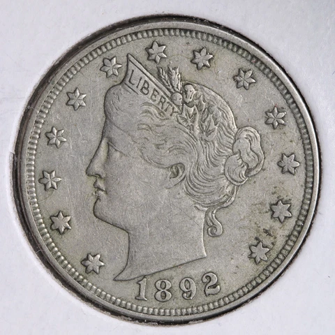 1892 Liberty V Nickel CHOICE AU E201 DHX Cover