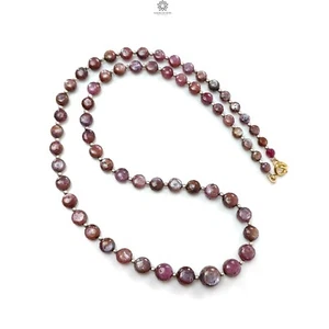 Collar de cuentas redondas de latón de zafiro rosa natural sin tratar de 158,40 quilates 5 mm-9 mm 21" - Imagen 1 de 7