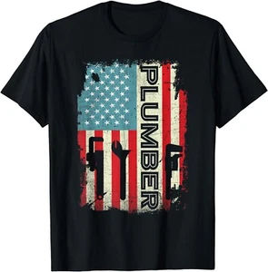 Patriotic Plumber T-Shirt 4th of July Plumber Plumber Gifts Gift Unisex T-Shirt - Picture 1 of 3