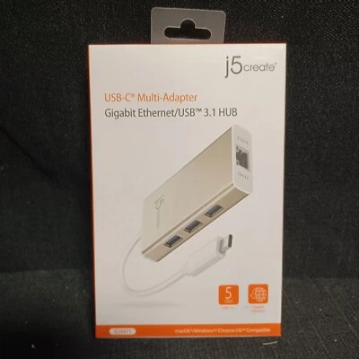 BRAND NEW j5 Create USB-C Multi-Adaptor Gigabit Ethernet/USB 3.1 HUB NEW JCH471 - Image 1 of 2