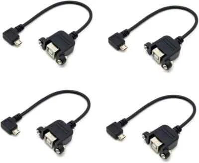 4PCs 90 Degree Left Angled Micro USB 5pin Male to USB B Female Panel Mount Cable - Image 1 of 4