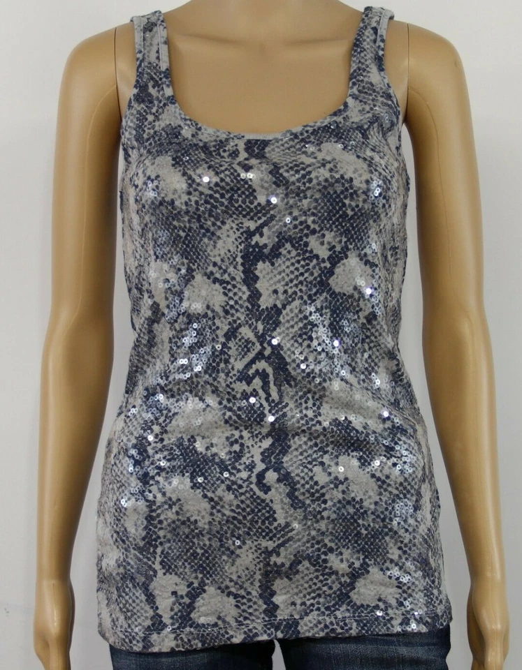 Camiseta sin mangas Old Navy para mujer talla mediana gris algodón brillante fiesta estampado animal  Foto 1 de 4