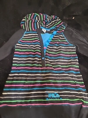 Camisa com capuz feminina juvenil XL 14-16 manga longa Fila esporte estilo aquecimento arco-íris  - Imagem 1 de 4