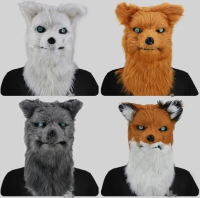 Cartoon Animal Wolf Fox Head Mask Headgear Movable Mouth Cosplay Costumes Props - Image 1 of 4