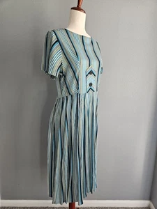 Vintage 50er 60er Jahre Handarbeit Damen gestreiftes Kleid leichte Reparaturen nötig - Bild 1 von 16