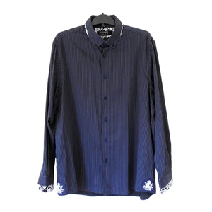 COOGI Luxe Mens Button Up Striped Shirt XL Blue 17.5/18 - Picture 1 of 10