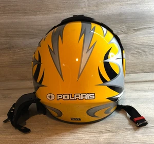 Vintage Pure Polaris Yellow & Silver Snowmobile Helmet Size Medium - Picture 1 of 6