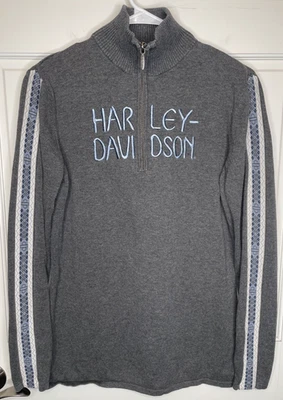 Harley Davidson женщин 1/4 молнии серый свитер размер XL хлопок мотоциклов логотип мотоциклиста - Изображение 1 из 4