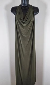 Macy's Backstage Plus Backless Halter Maxi Dress - Olive - SZ 1X - Picture 1 of 3