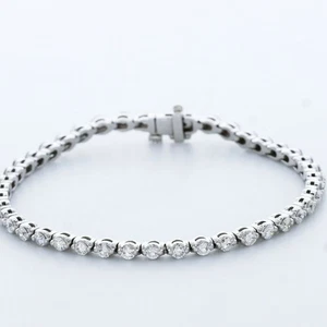 5ct tw F SI1 Round Natural Certified Diamonds 14K Gold Basket Tennis Bracelet - Picture 1 of 4